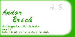 andor brich business card